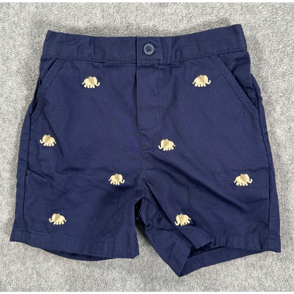 Janie & Jack Elephant Embroidered Shorts Baby Boy 6-12 Months Navy Blue - Picture 1 of 6